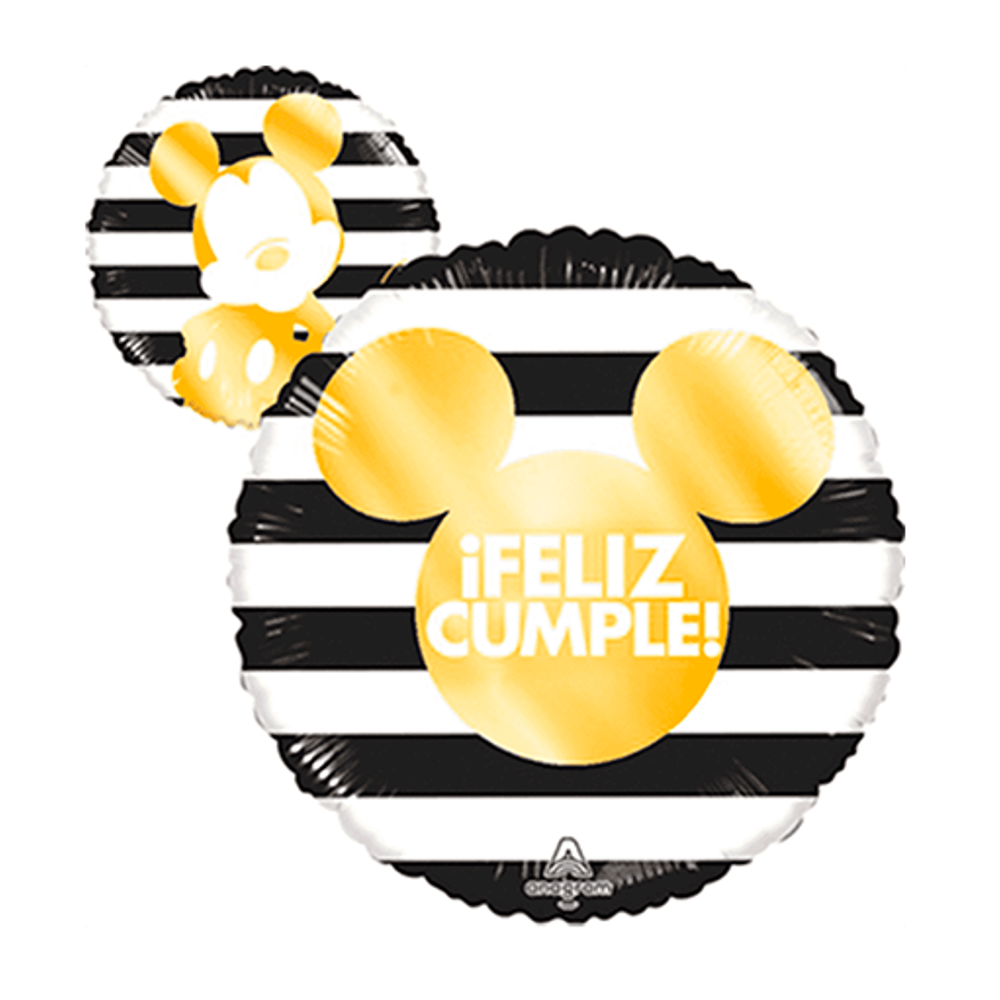 Mickey Dorado Feliz Cumpleaños con helio 45 cm